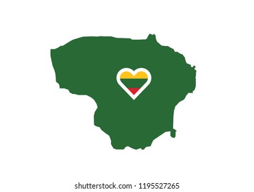 Lithuania outline map country shape national borders state symbol heart love