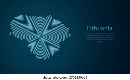 Litauen-Umrisskarte mit konzentrischen Kreisen auf dunklem Farbverlauf-Hintergrund