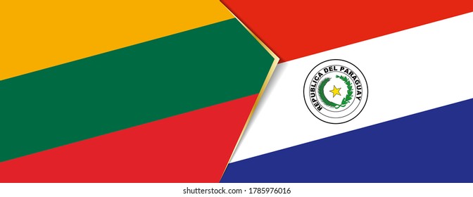 Lithuania and Paraguay flags, two vector flags symbol of relationship or confrontation.