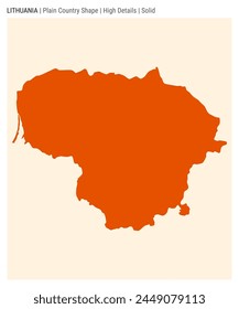 Lithuania plain country map. High details. Solid style. Shape of Lithuania. Vector illustration.