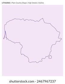 Lithuania plain country map. High Details. Outline style. Shape of Lithuania. Vector illustration.
