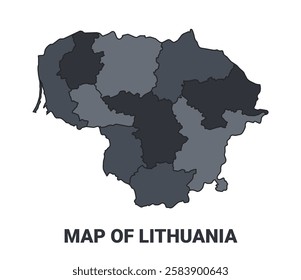 Lithuania political map border of regions outline vector set