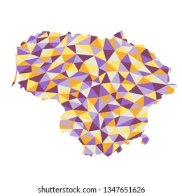 Lithuania polygonal map background low poly style yellow, orange, blue, purple colors vector illustration eps
