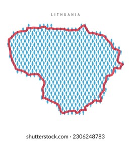 Lithuania population map. Stick figures Lithuanian people map with bold red translucent country border. Pattern of men and women icons. Isolated vector illustration. Editable stroke.