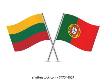 Lithuania and Portugal flags.Vector illustration.
