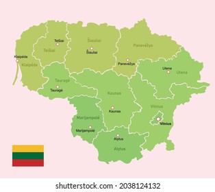 Lithuania regions map. Vector illustration