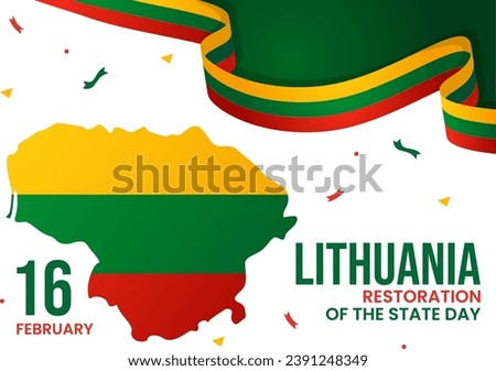 Lithuania Restoration of the State Day Vector Illustration on 16 February with Waving Flag in Happy Independence Holiday Flat Cartoon Background