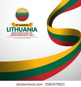 Lithuania ribbon flag square banner background for Restoration of Independence day