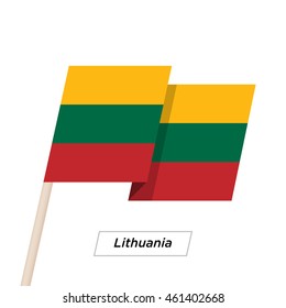 Lithuania Ribbon Waving Flag Isolated on White. Vector Illustration. Lithuania Flag with Sharp Corners