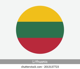 Lithuania Round Circle Flag. Lithuanian Circular Button Banner Icon. EPS Vector