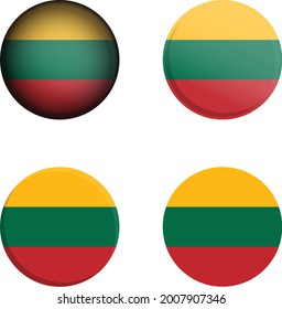 Lithuania Round Country Flag in different styles disc badge vector illustration