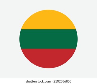 Lithuania Round Country Flag. Lithuanian Circle National Flag. Republic of Lithuania Circular Shape Button Banner. EPS Vector Illustration. svg