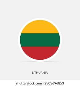 Lithuania round flag icon with shadow.