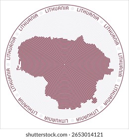 Projeto de logotipo redondo da Lituânia. Forma de país de anéis. Texto da Lituânia pelo país. Ilustração de vetor.