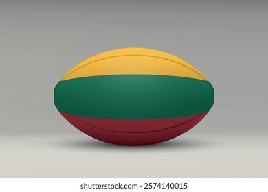 Lithuania rugby ball featuring the national flag design on a gray background