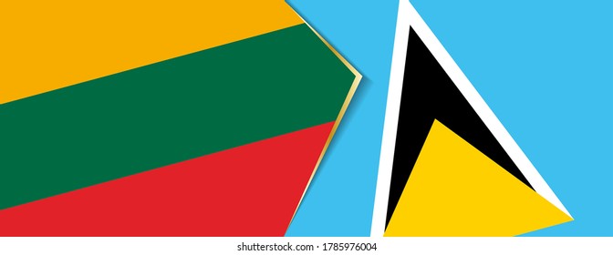 Lithuania and Saint Lucia flags, two vector flags symbol of relationship or confrontation.