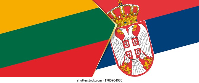 Lithuania and Serbia flags, two vector flags symbol of relationship or confrontation.