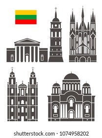 Lithuania set. Isolated  Lithuania architecture on white background