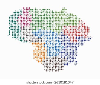 Lithuania, shape of the country built of colored cells. Digital style map of Lithuania on white background. Small size circle blocks. Trending vector illustration.
