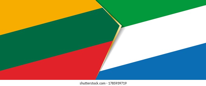 Lithuania and Sierra Leone flags, two vector flags symbol of relationship or confrontation.