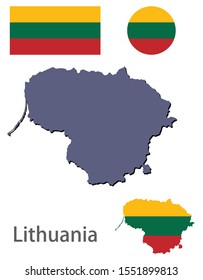 Lithuania silhouette and flag vector illustration
