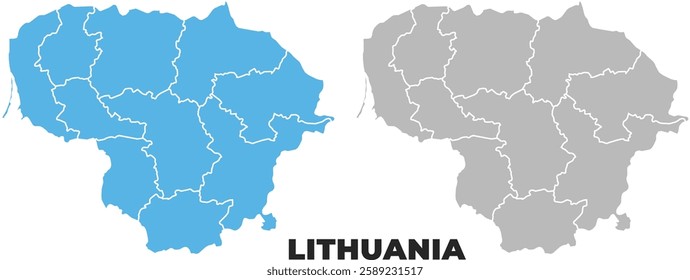 Lithuania simple maps flat illustration