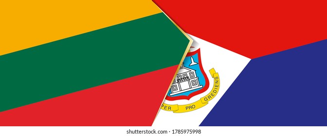 Lithuania and Sint Maarten flags, two vector flags symbol of relationship or confrontation.