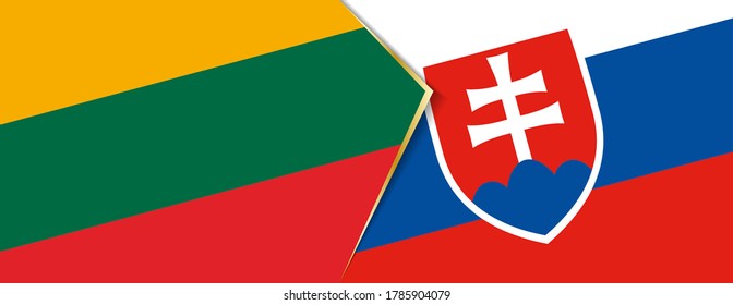 Lithuania and Slovakia flags, two vector flags symbol of relationship or confrontation.