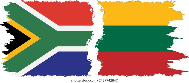 Lithuania and South Africa grunge flags connection, vector