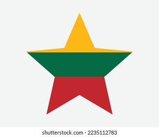Lithuania Star Flag. Lithuanian Star Shape Flag. Republic of Lithuania Country National Banner Icon Symbol Vector Flat Artwork Graphic Illustration svg