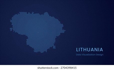 Lituania estilizó el mapa punteado en el moderno concepto de visualización de tecnología de datos circular.