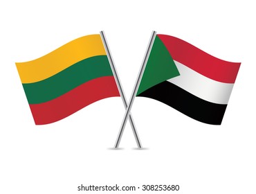 Lithuania and Sudan flags. Vector illustration.