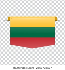  Lithuania tag national flag with shadow