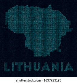 Lithuania tech map. Country symbol in digital style. Cyber map of Lithuania with country name. Creative vector illustration.