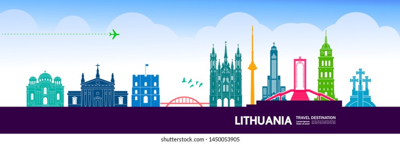 Lithuania travel destination grand vector illustration.