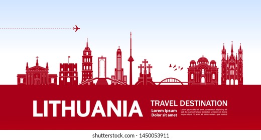 Lithuania travel destination grand vector illustration.