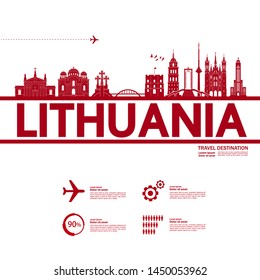 Lithuania travel destination grand vector illustration.