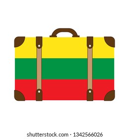 lithuania travel icon. Suitcase vector icon with lithuania
 country flag vector