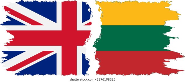 Conexión de banderas de grifo lituanas y británicas, vector