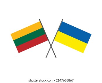 Lithuania and Ukraine flags crossed. A symbol of friendship and support. Stand with Ukraine.