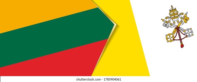 Lithuania and Vatican City flags, two vector flags symbol of relationship or confrontation.