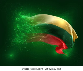 Lithuania, vector 3d flag on green background and numbers