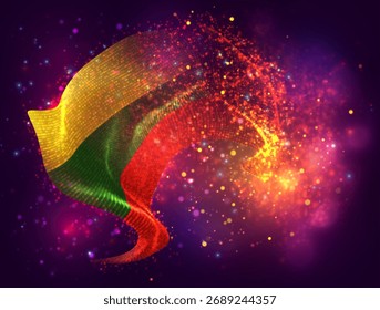 Lituânia, vetor 3d bandeira com um splash de pontos de tinta, explosão de pontos coloridos