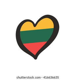 Lithuania Vector Flag Inside Heart. Shape Graphic Element Illustration Template Design.