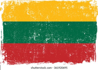 Lithuania vector grunge flag isolated on white background.