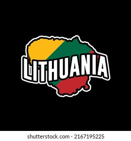 Litauen Vektorgrafik Silhouettengrafik einzeln auf schwarzem Hintergrund. Aufkleber aus Litauen, Karte, Silhouette, Flagge, Emblem, Identität, Nation.