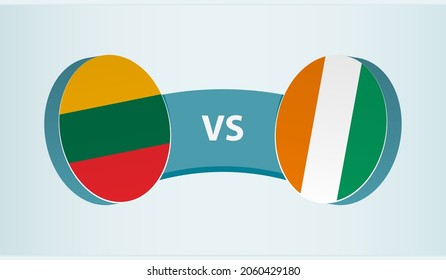 Lithuania versus Ivory Coast, team sports competition concept. Round flag of countries.