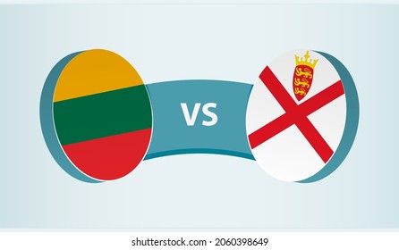Lithuania versus Jersey, team sports competition concept. Round flag of countries.
