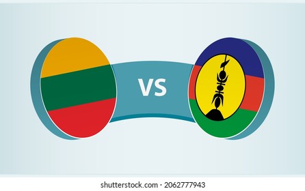 Lithuania versus New Caledonia, team sports competition concept. Round flag of countries.