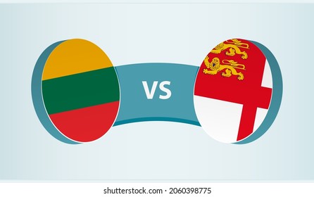 Lithuania versus Sark, team sports competition concept. Round flag of countries.
